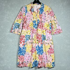 Thought Shirt Dress Size 12 Multicolored Yara Organic Cotton Floral Dobby